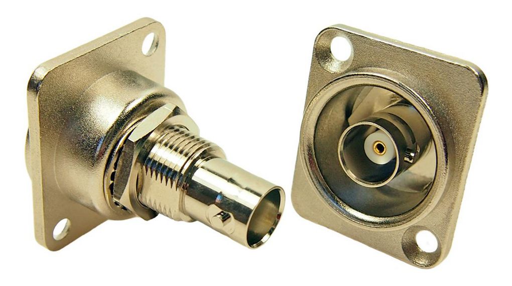 BNC connector, BNC, Zinc / Nickel, Female, Straight, 50Ohm, Plug-In